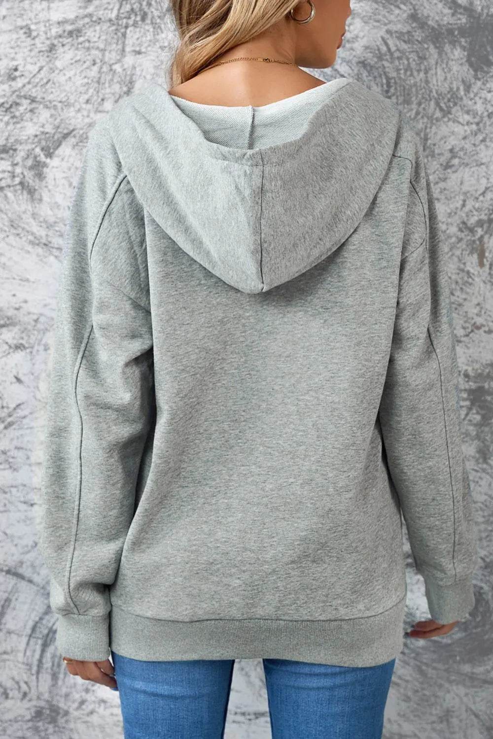 Lace Up Long Sleeve Hoodie - Bona Fide Fashion