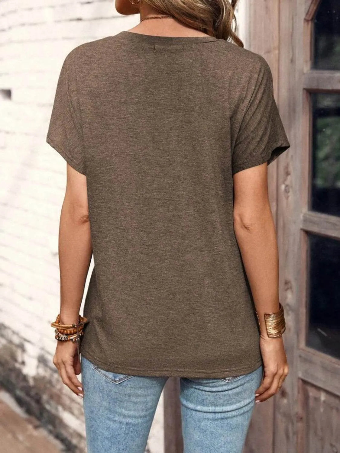 Half Button Short Sleeve Top - Bona Fide Fashion
