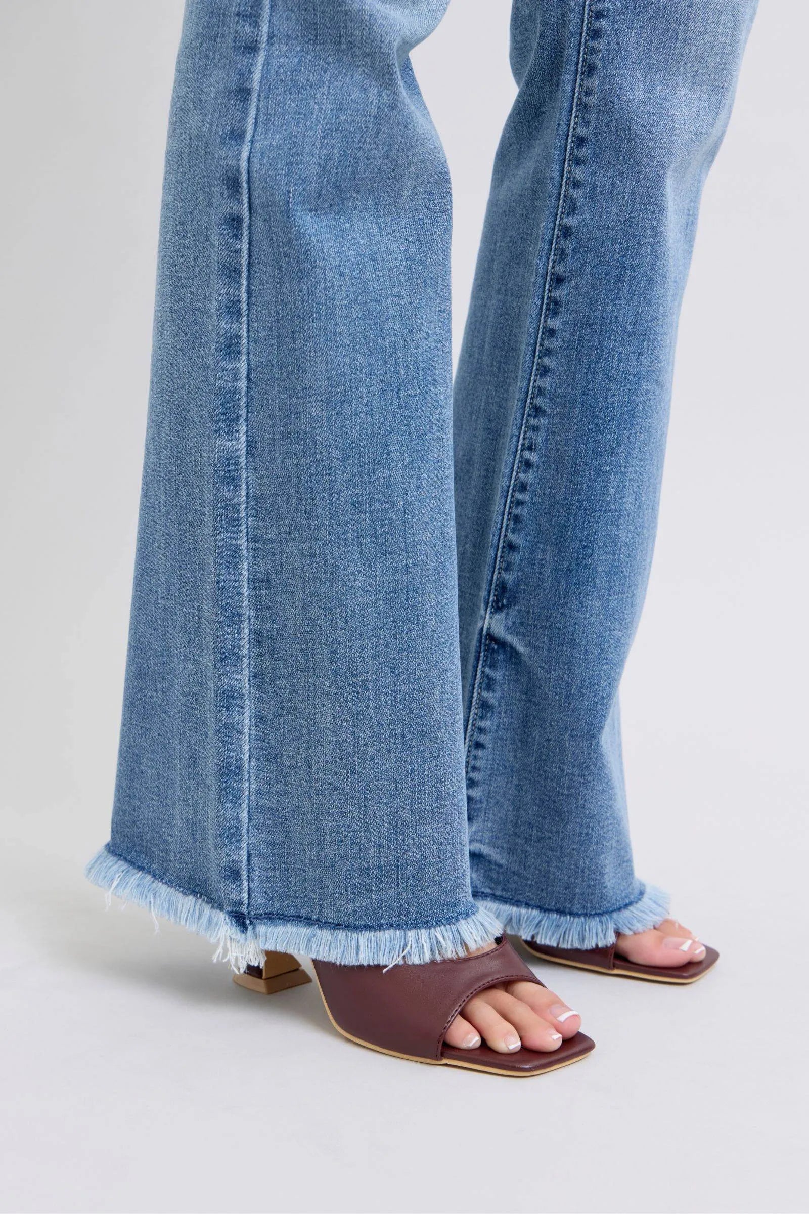 Judy Blue Full Size Raw Hem High Rise Bootcut Jeans - Bona Fide Fashion