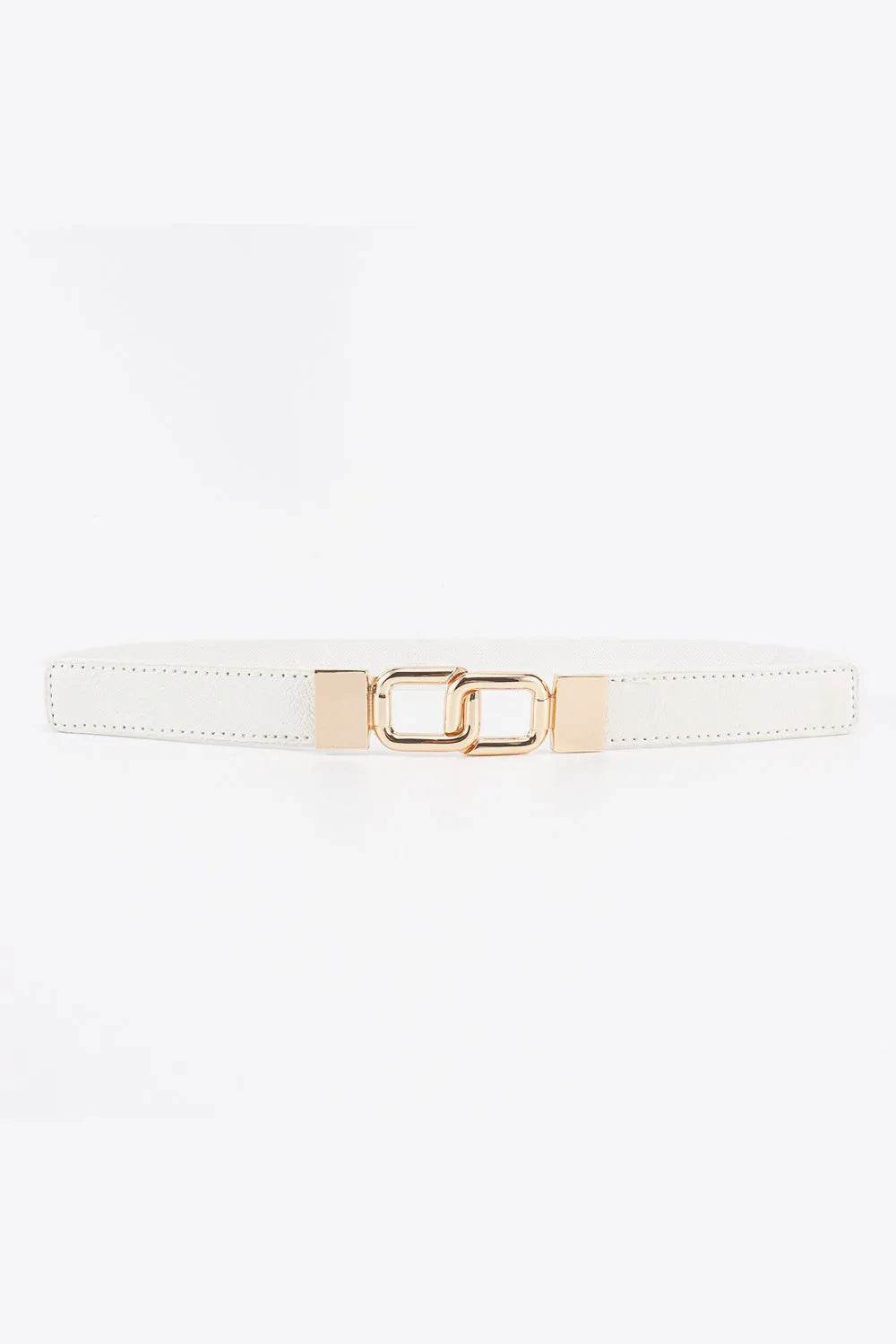 Geometric Double Buckle Elastic Belt - Bona Fide Fashion