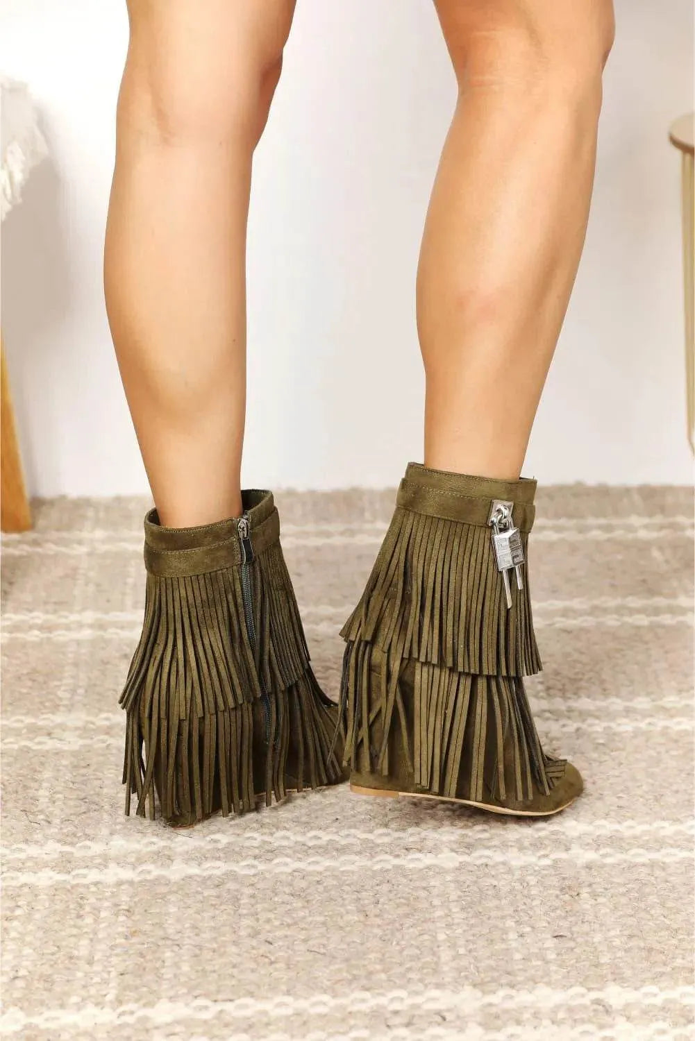 Legend Women's Tassel Wedge Heel Ankle Booties - Bona Fide Fashion