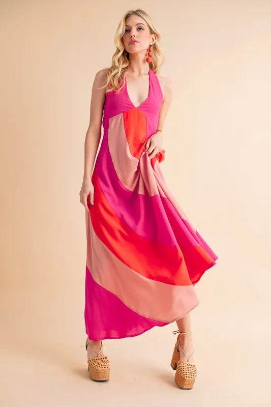 Aemi+Co Color Block Sleeveless Maxi Dress - Bona Fide Fashion