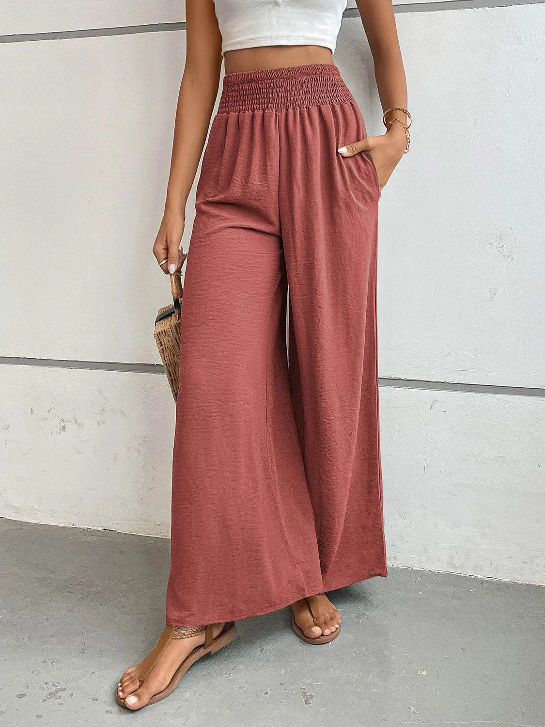Perfee Wide Leg Pants with Pockets - Bona Fide Fashion