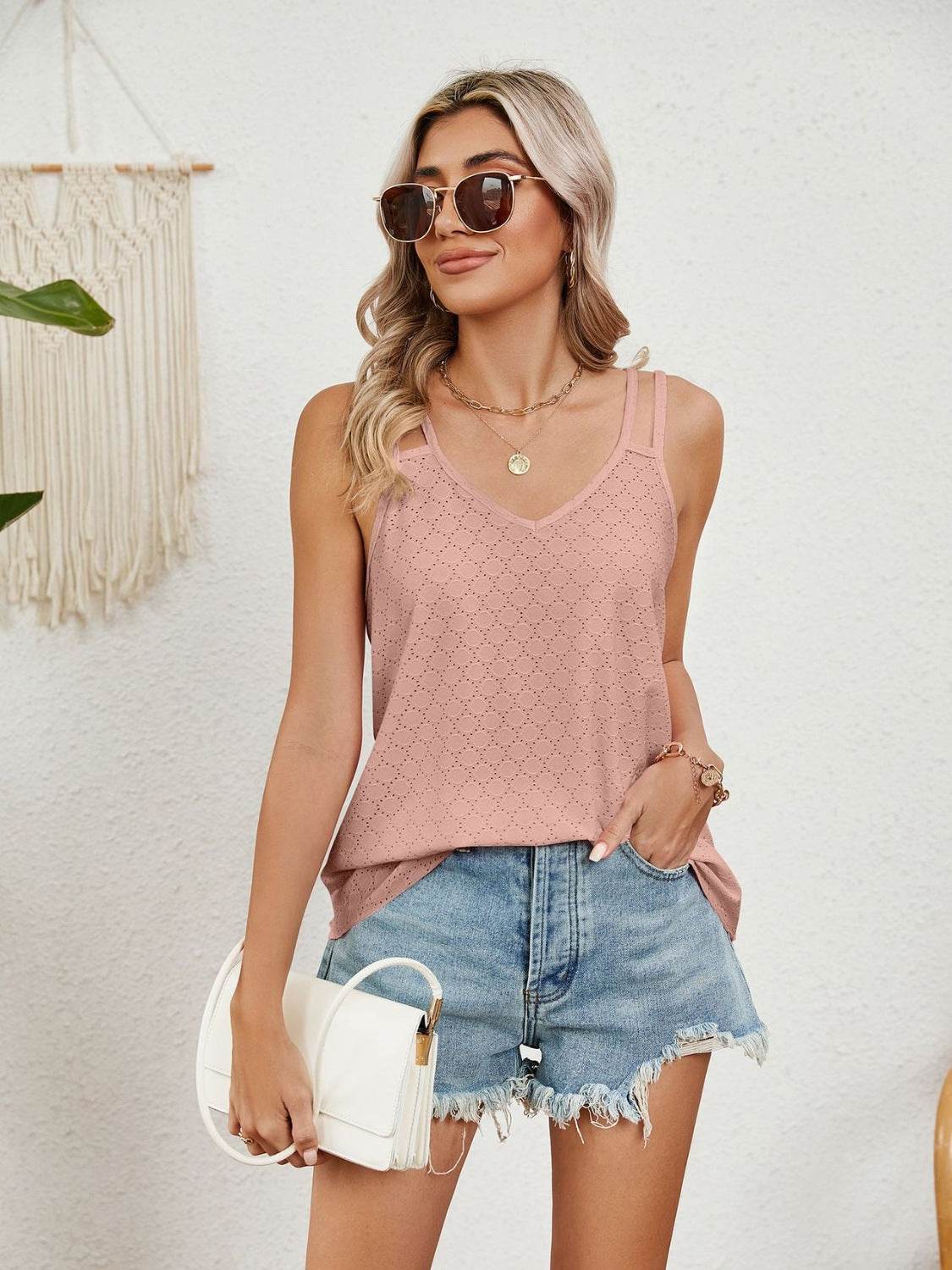 Florira Cutout Eyelet Tank - Bona Fide Fashion