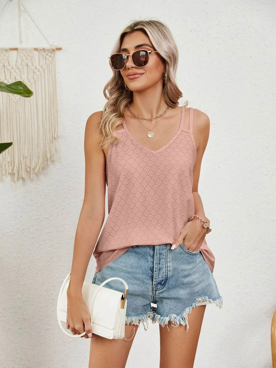 Florira Cutout Eyelet Tank - Bona Fide Fashion