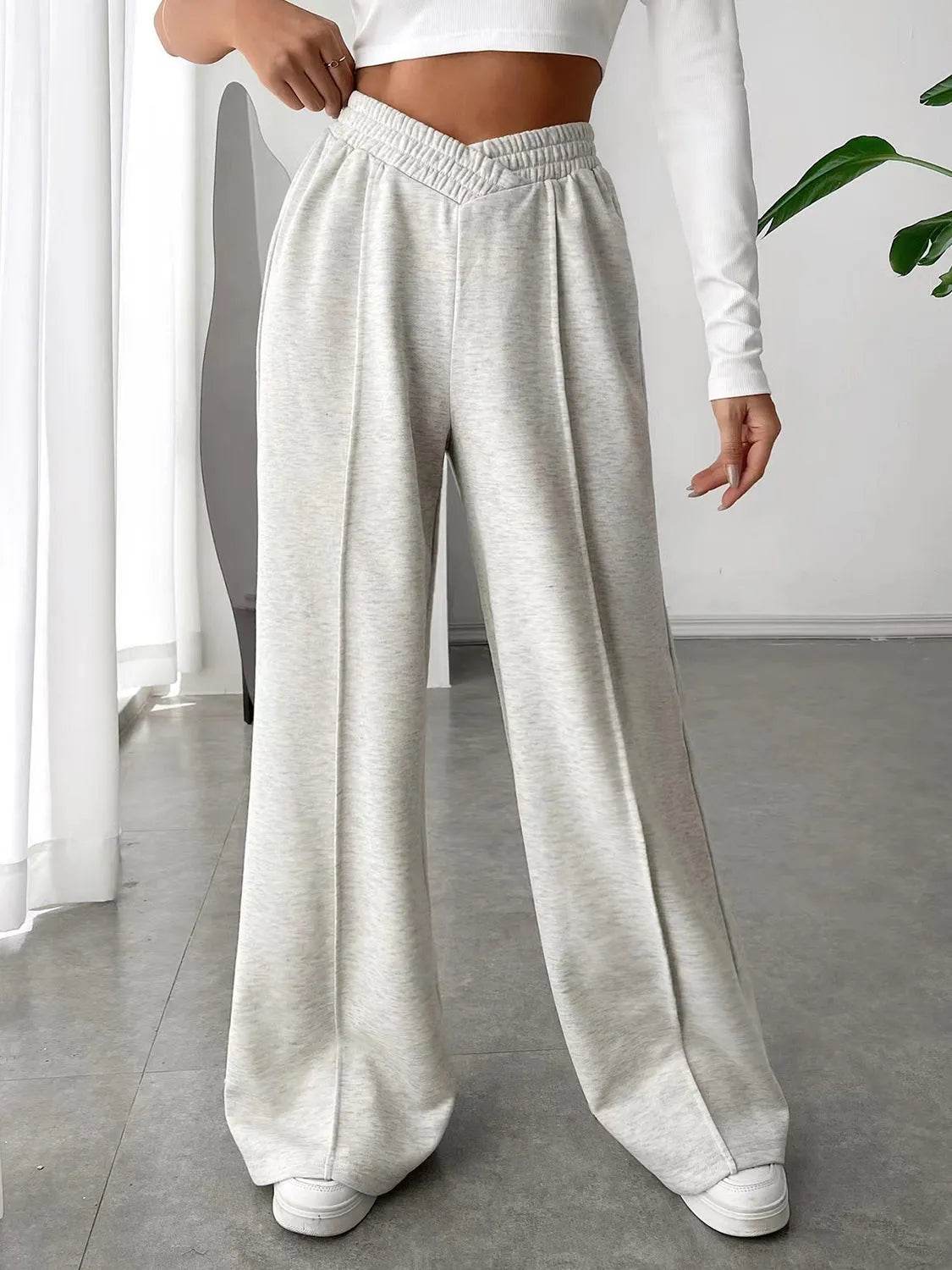 Elastic Waist Wide Leg Pants - Bona Fide Fashion
