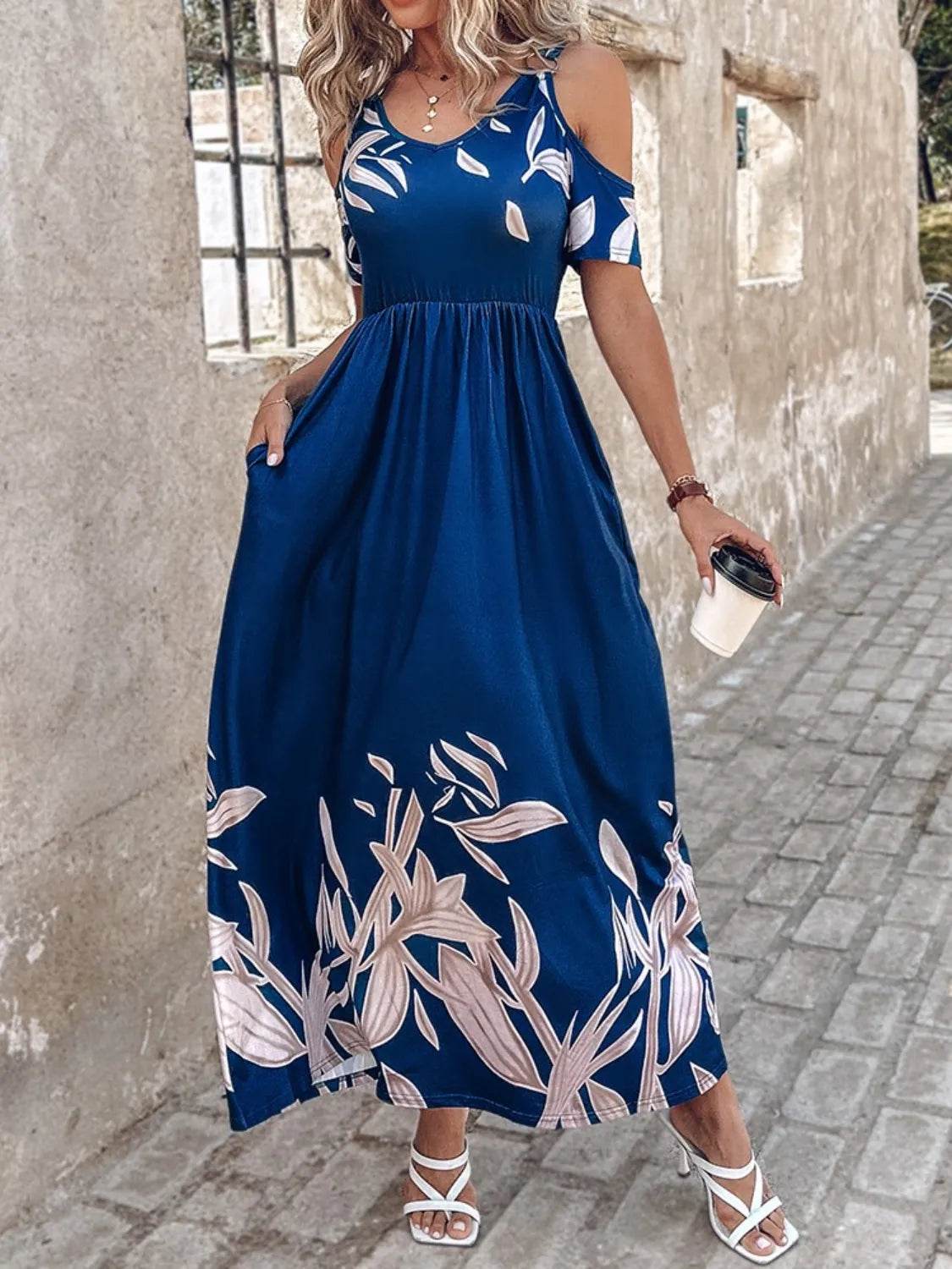 Printed Cold Shoulder Dress - Bona Fide Fashion
