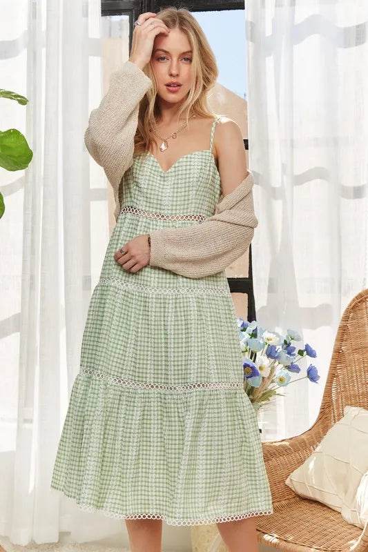 Adora Gingham Detail Washed Dress – Vintage-Inspired Comfort & Style - Bona Fide Fashion