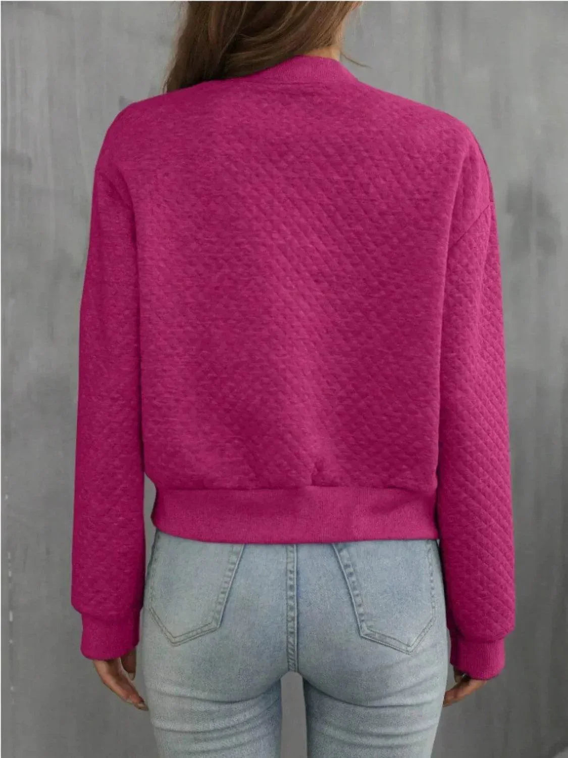 Zip Up Long Sleeve Jacket - Bona Fide Fashion