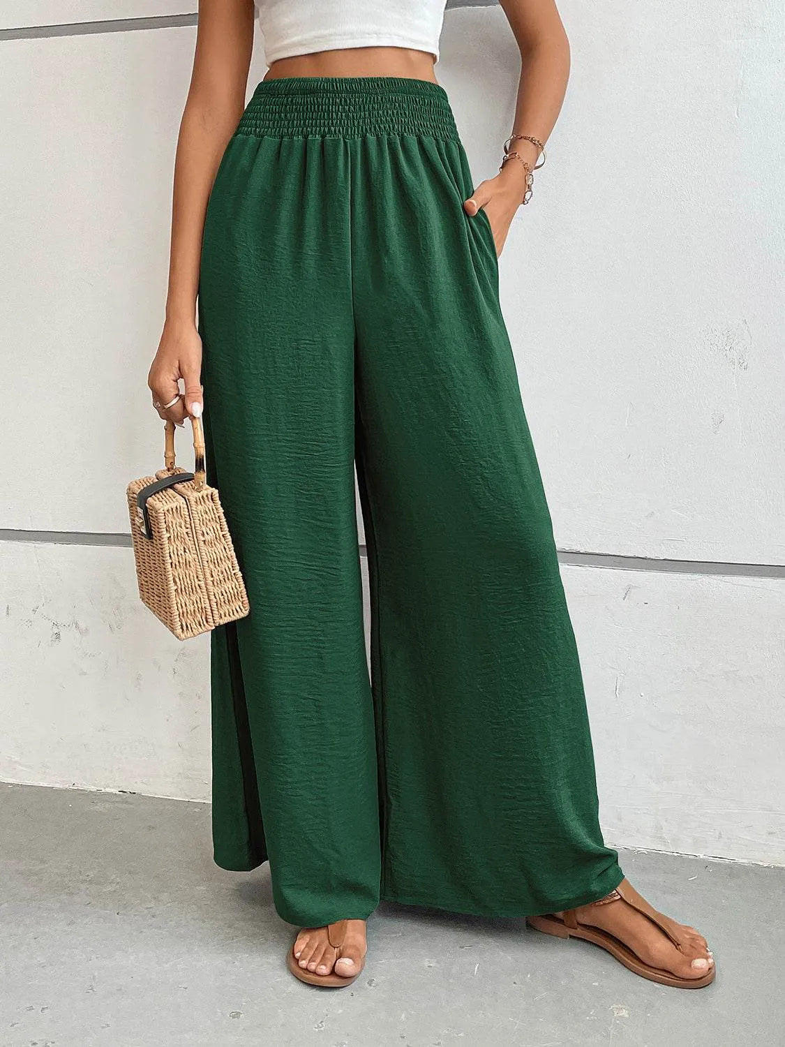 Perfee Wide Leg Pants with Pockets - Bona Fide Fashion