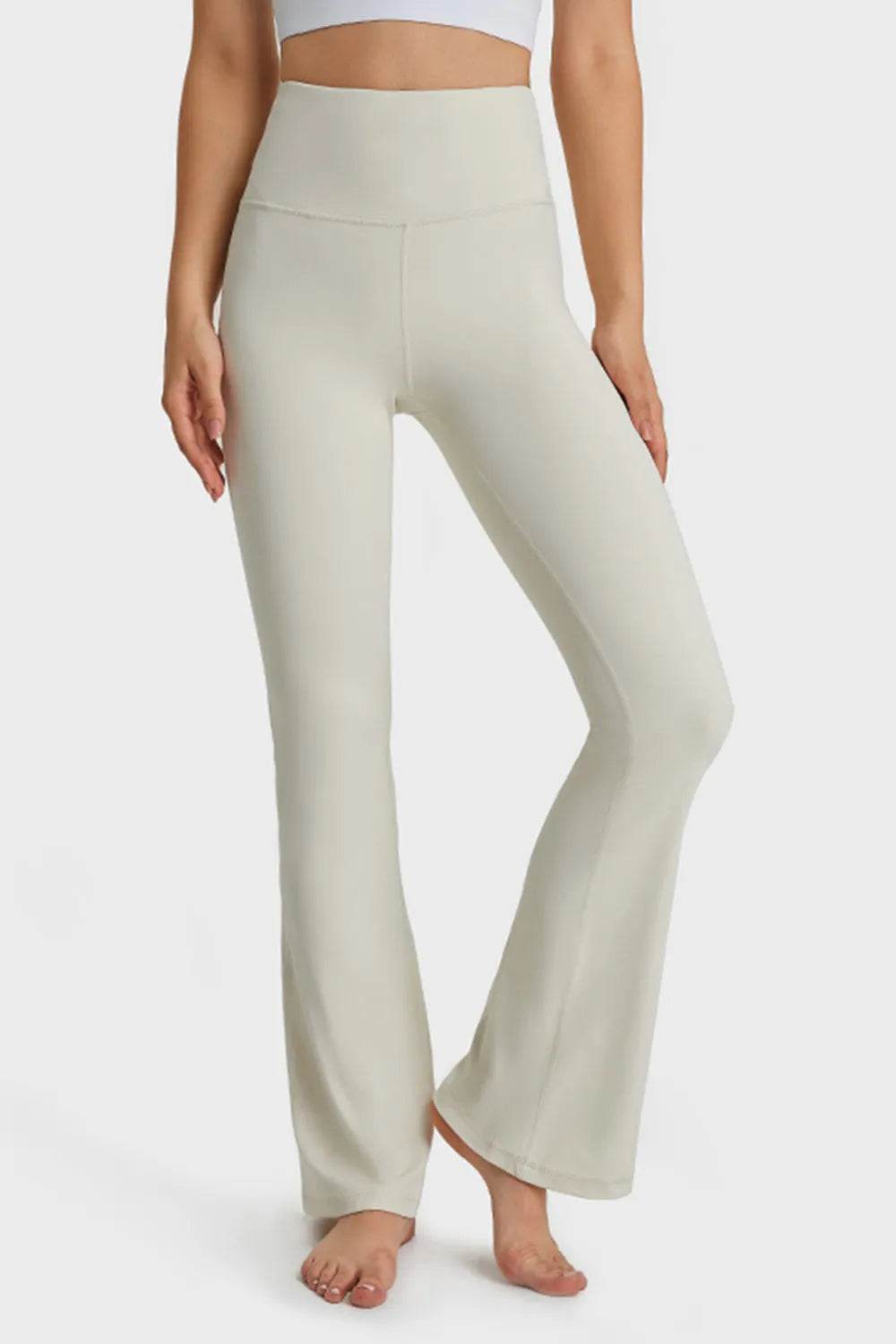 Millennia Elastic Waist Flare Yoga Pants - Bona Fide Fashion