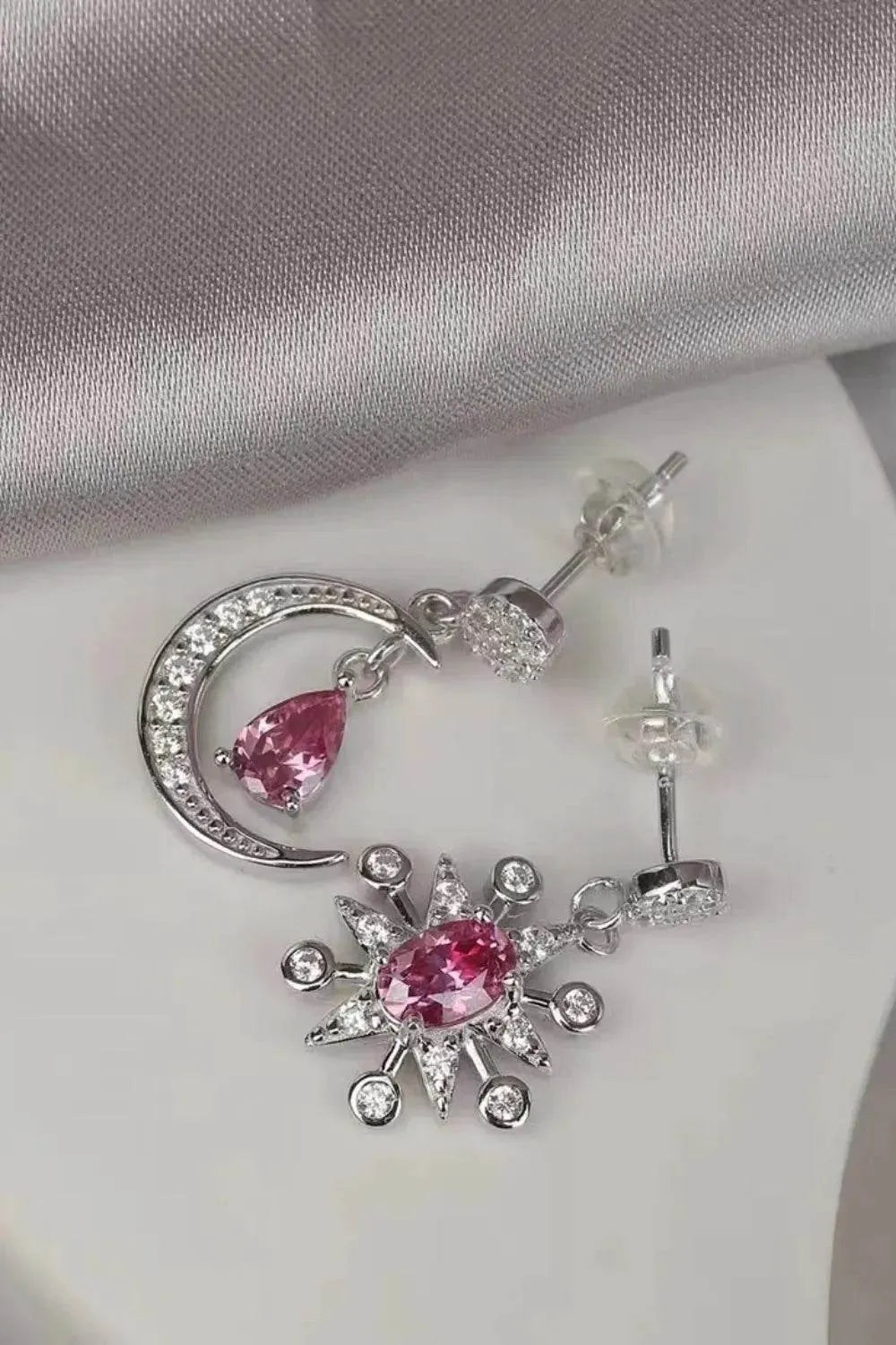 2 Carat Moissanite 925 Sterling Silver Moon & Star Earrings - Bona Fide Fashion