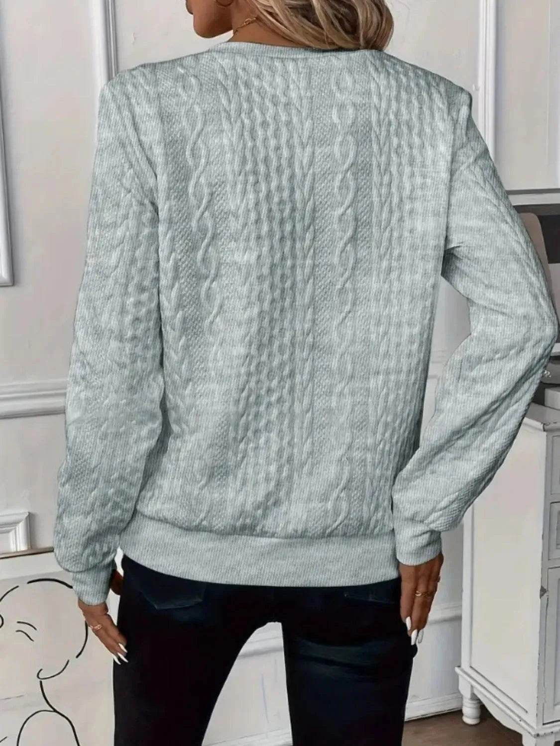 Texture Half Zip Long Sleeve Sweatshirt - Bona Fide Fashion