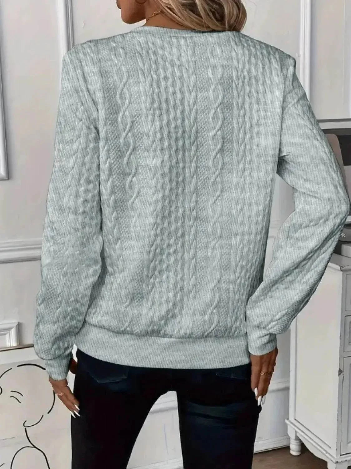 Texture Half Zip Long Sleeve Sweatshirt - Bona Fide Fashion