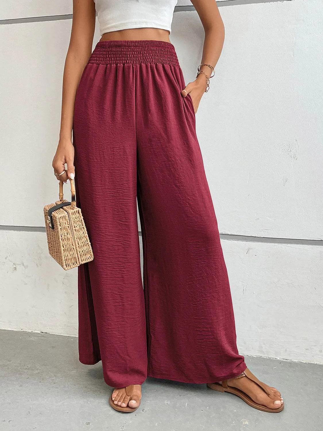 Perfee Wide Leg Pants with Pockets - Bona Fide Fashion