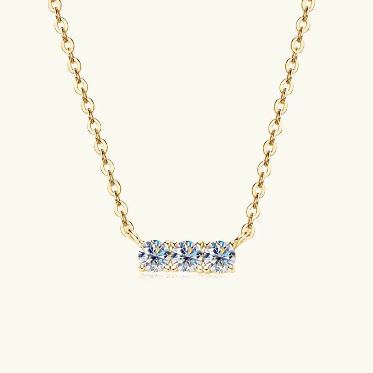 925 Sterling Silver Inlaid Moissanite Bar Necklace - Bona Fide Fashion