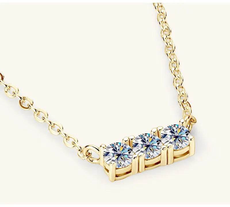 925 Sterling Silver Inlaid Moissanite Bar Necklace - Bona Fide Fashion