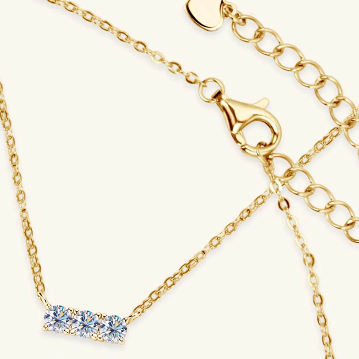 925 Sterling Silver Inlaid Moissanite Bar Necklace - Bona Fide Fashion