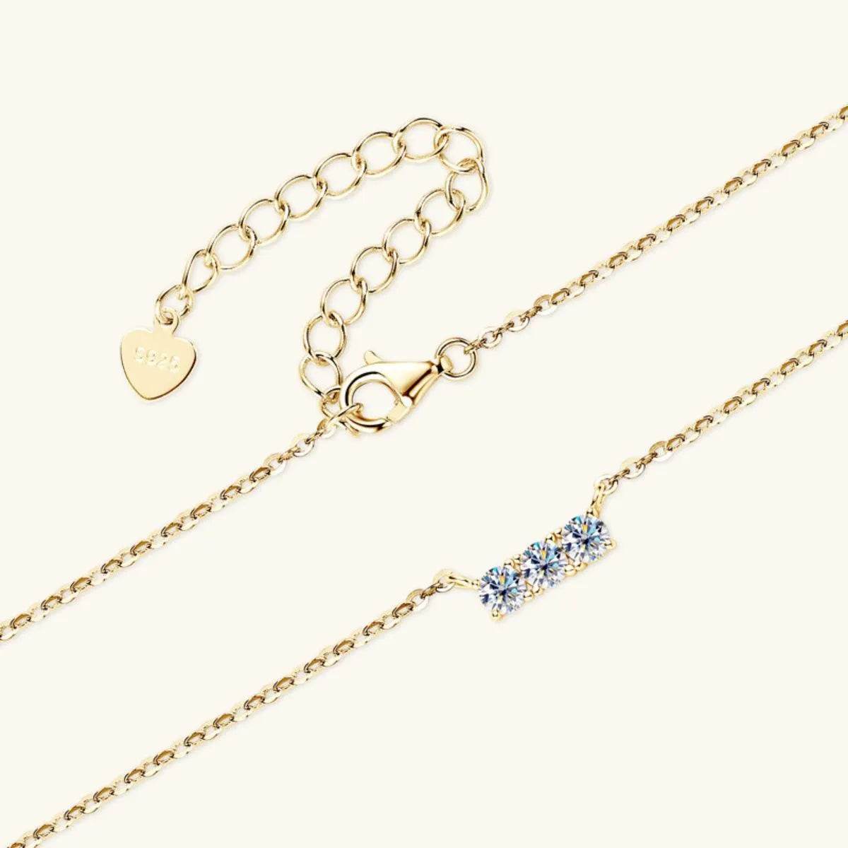 925 Sterling Silver Inlaid Moissanite Bar Necklace - Bona Fide Fashion