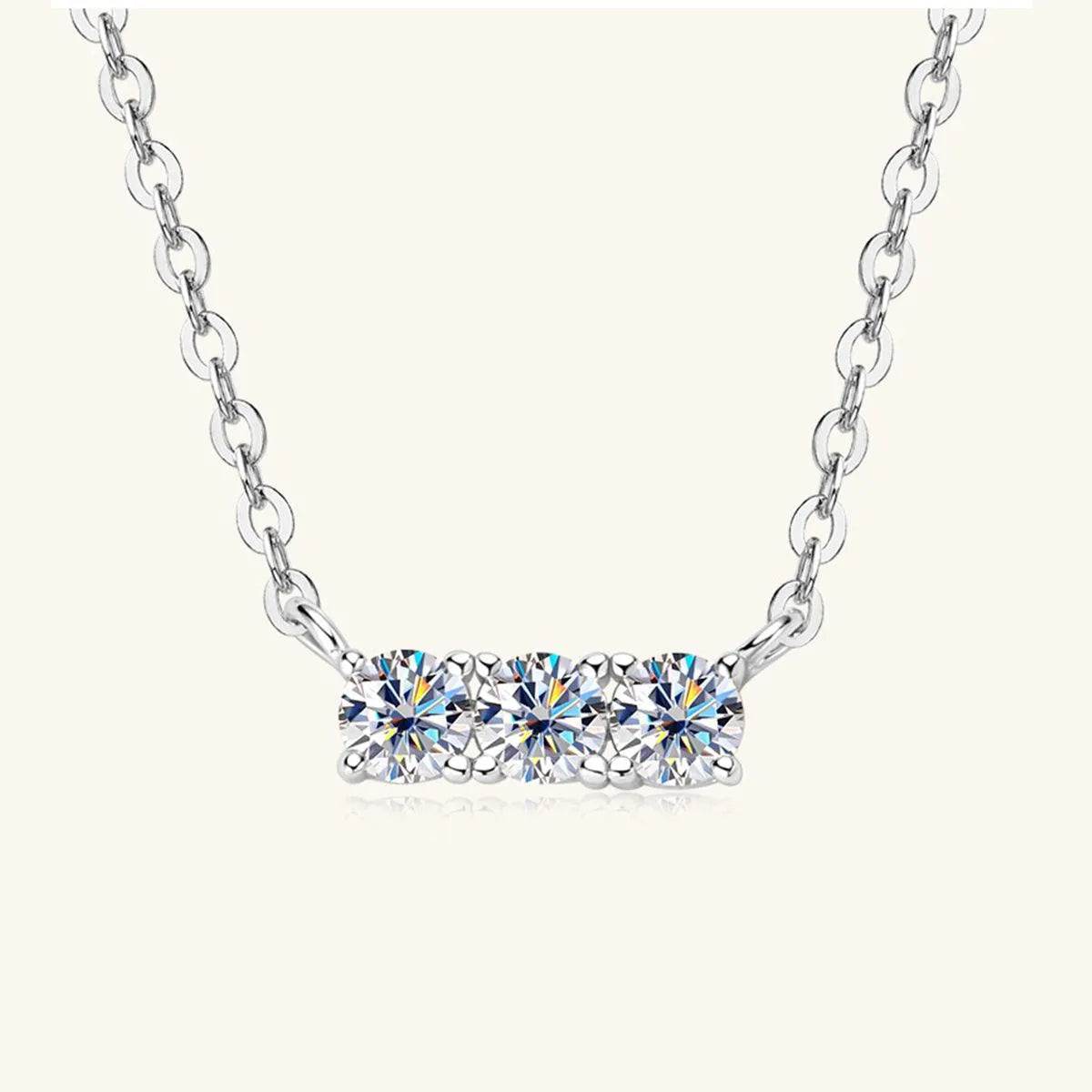 925 Sterling Silver Inlaid Moissanite Bar Necklace - Bona Fide Fashion