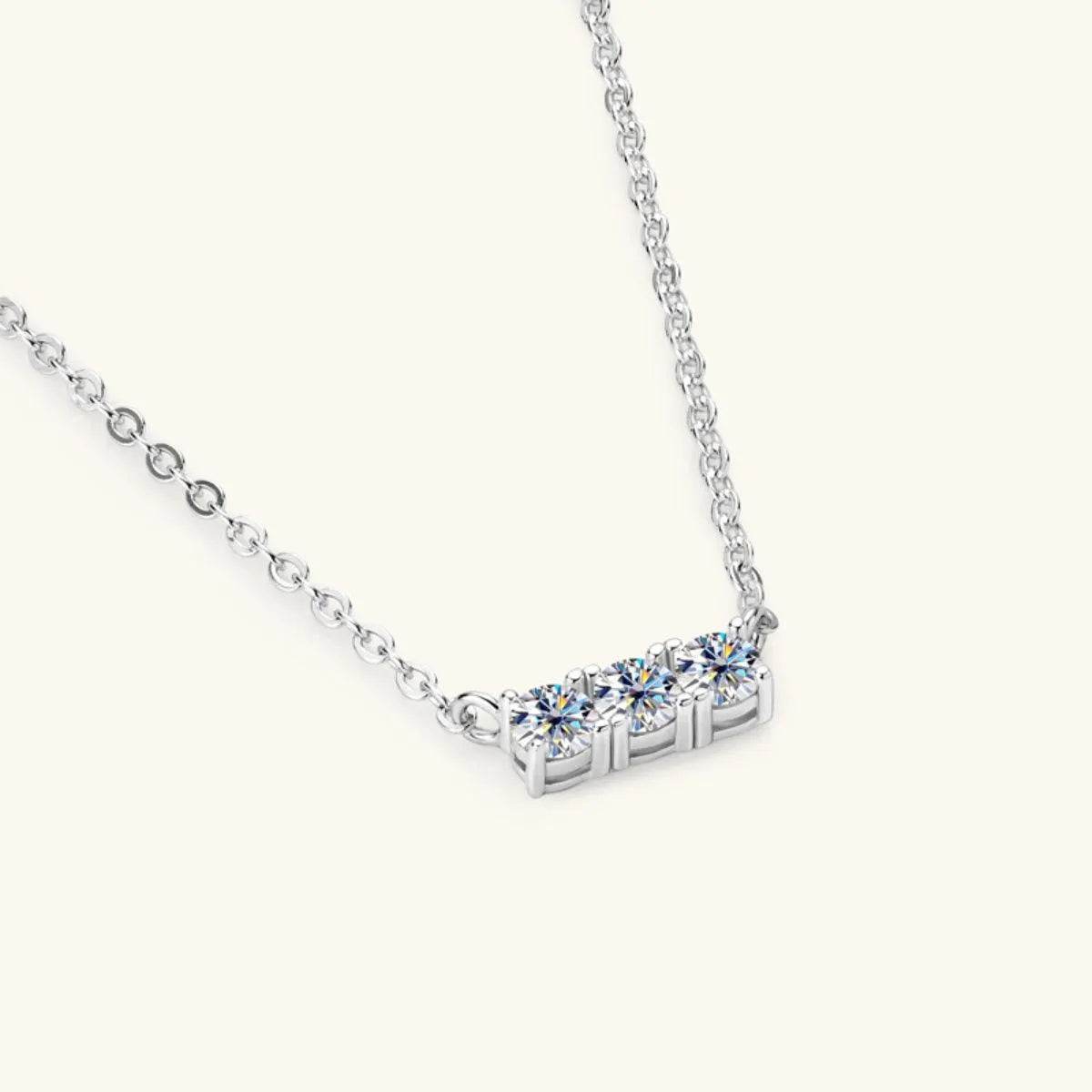 925 Sterling Silver Inlaid Moissanite Bar Necklace - Bona Fide Fashion