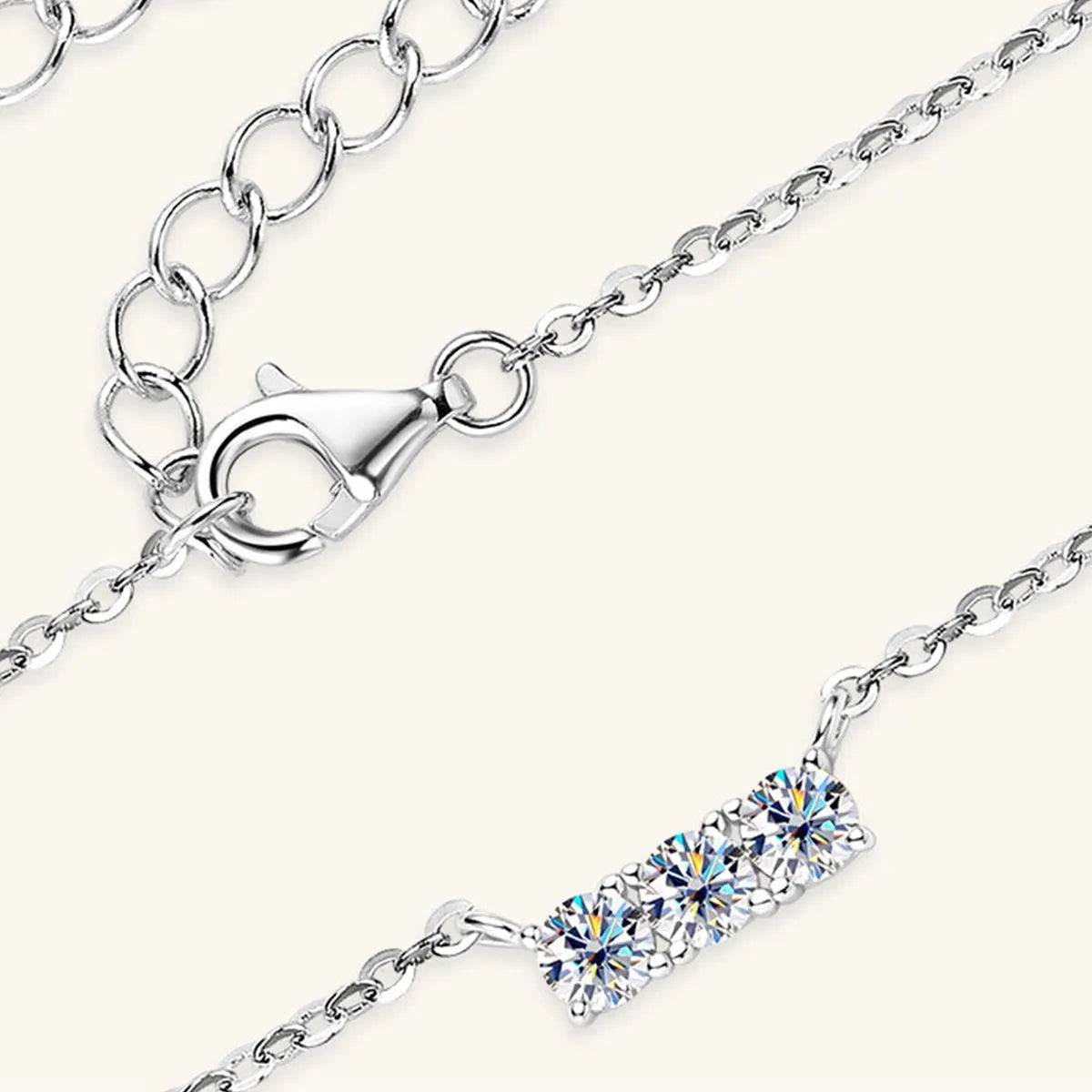 925 Sterling Silver Inlaid Moissanite Bar Necklace - Bona Fide Fashion