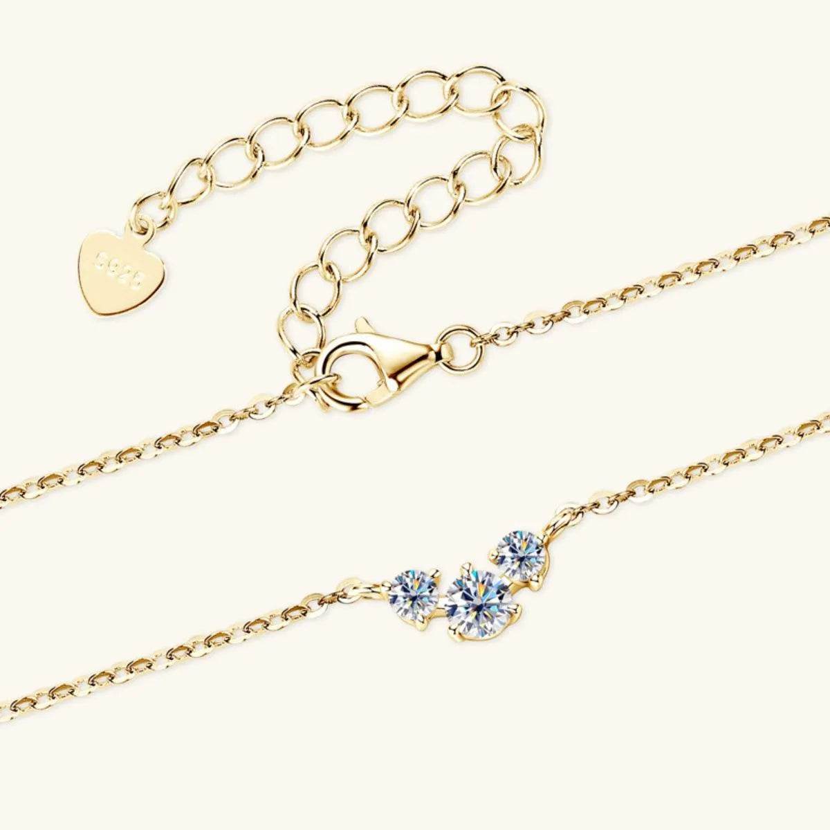 925 Sterling Silver Inlaid Moissanite Necklace - Bona Fide Fashion