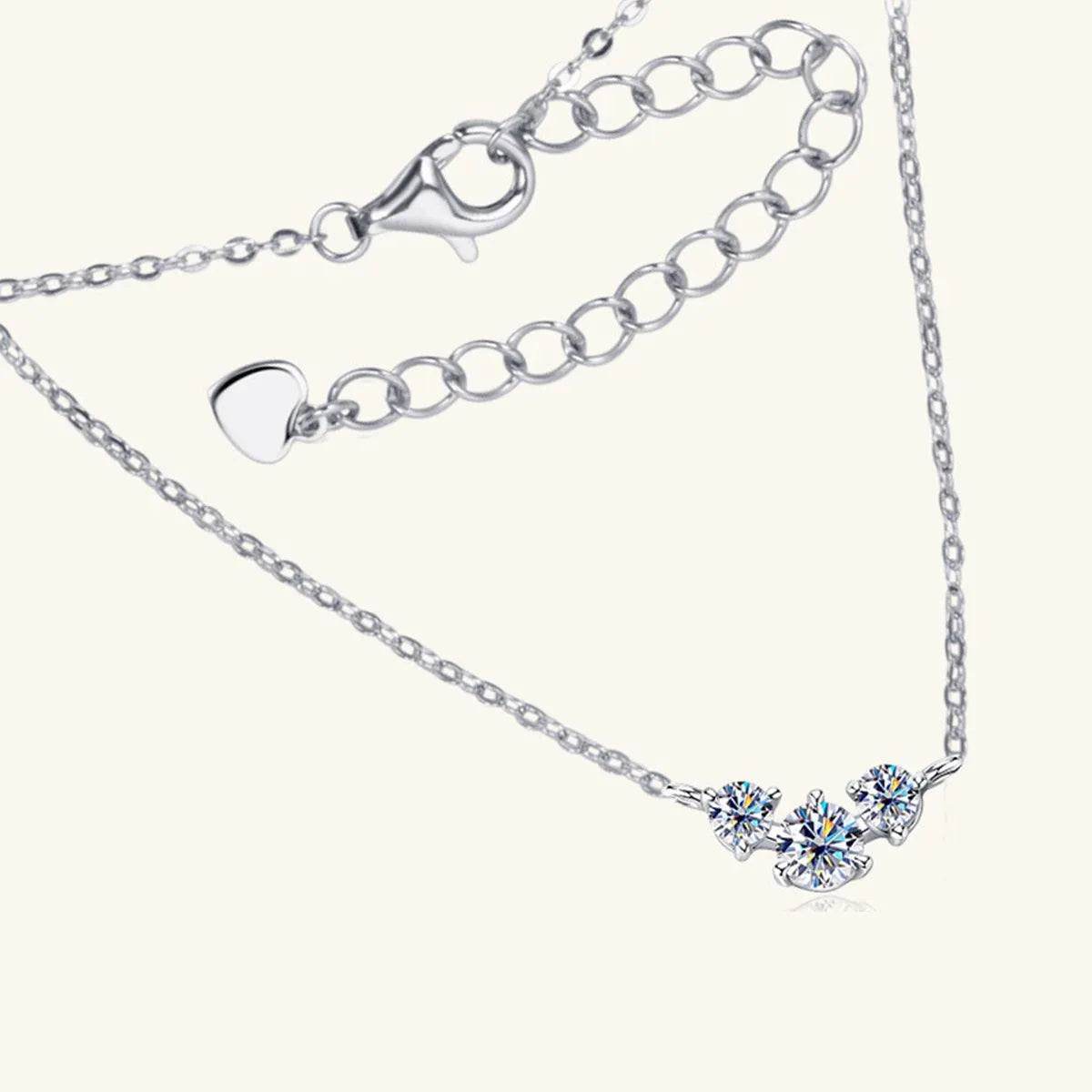 925 Sterling Silver Inlaid Moissanite Necklace - Bona Fide Fashion
