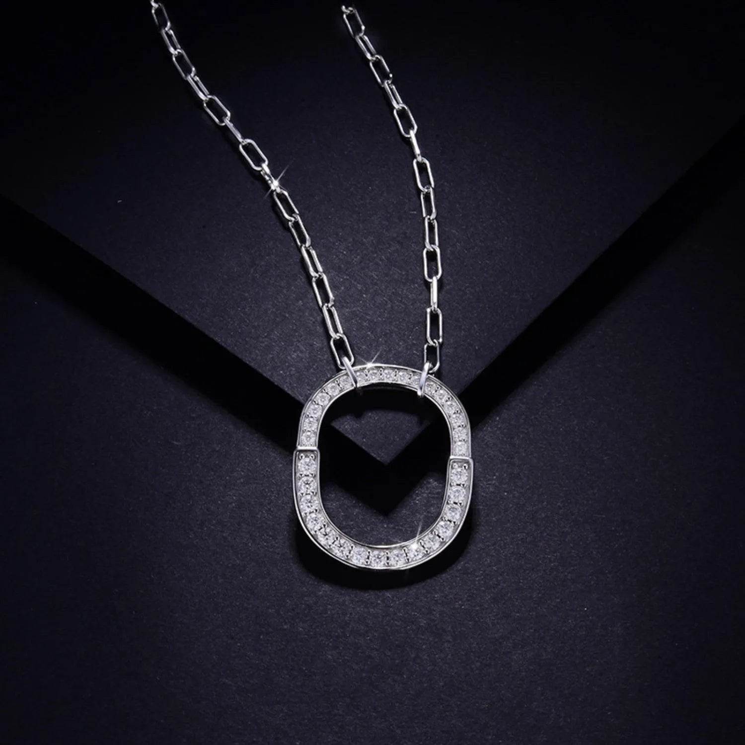 925 Sterling Silver Inlaid Moissanite Pendant Necklace - Bona Fide Fashion