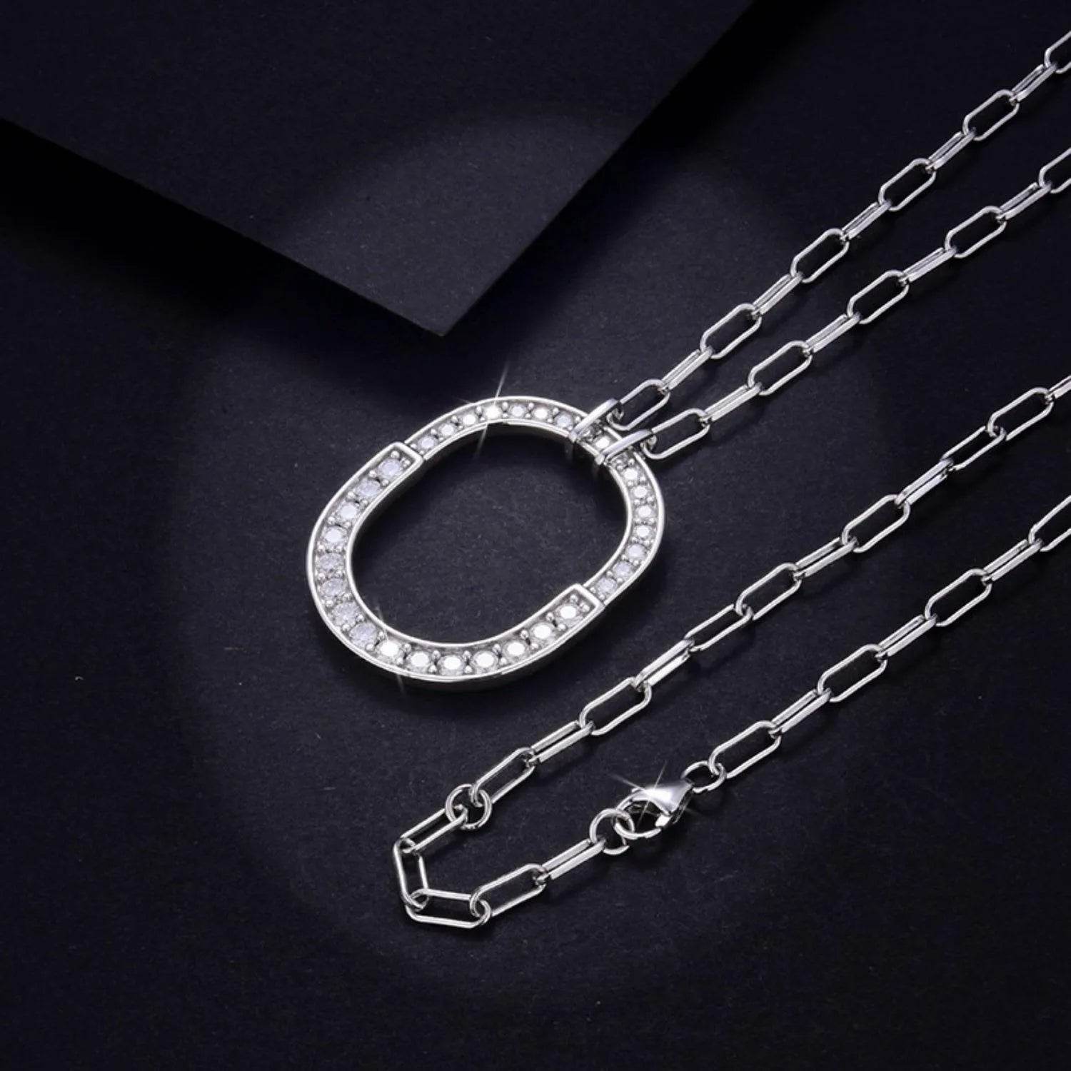 925 Sterling Silver Inlaid Moissanite Pendant Necklace - Bona Fide Fashion