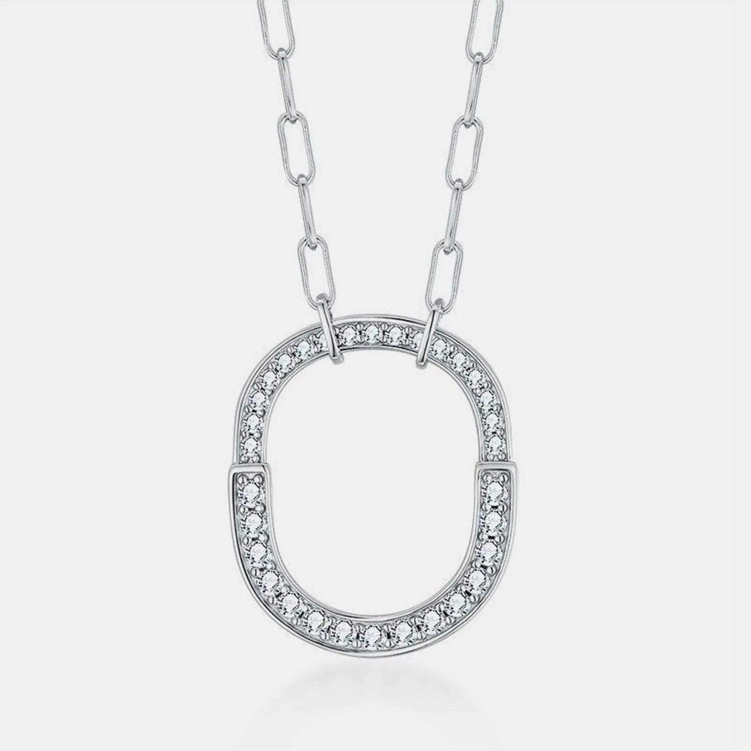 925 Sterling Silver Inlaid Moissanite Pendant Necklace - Bona Fide Fashion