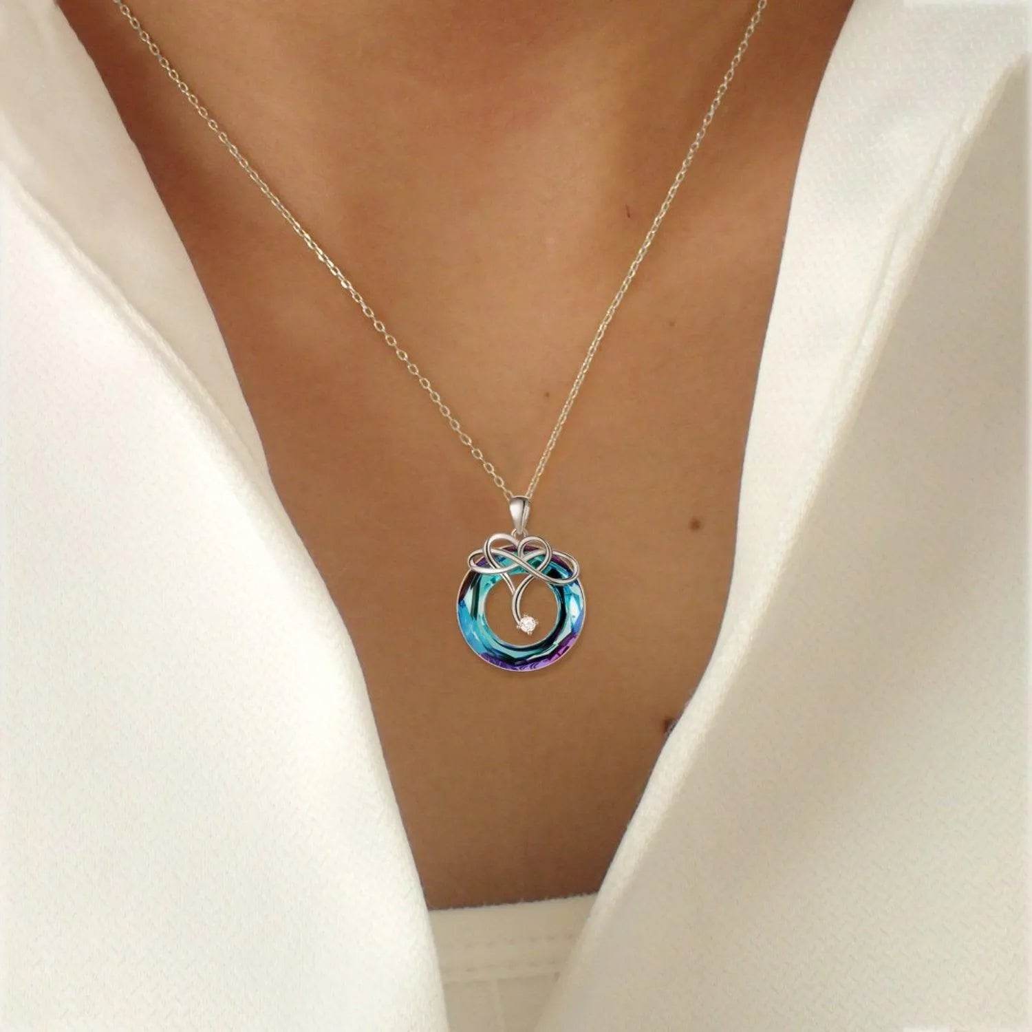 925 Sterling Silver Natural Crystal Pendant Necklace - Bona Fide Fashion