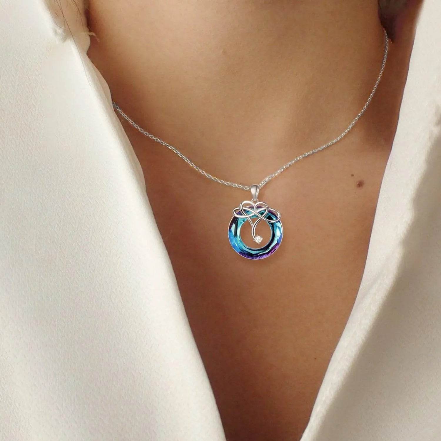 925 Sterling Silver Natural Crystal Pendant Necklace - Bona Fide Fashion