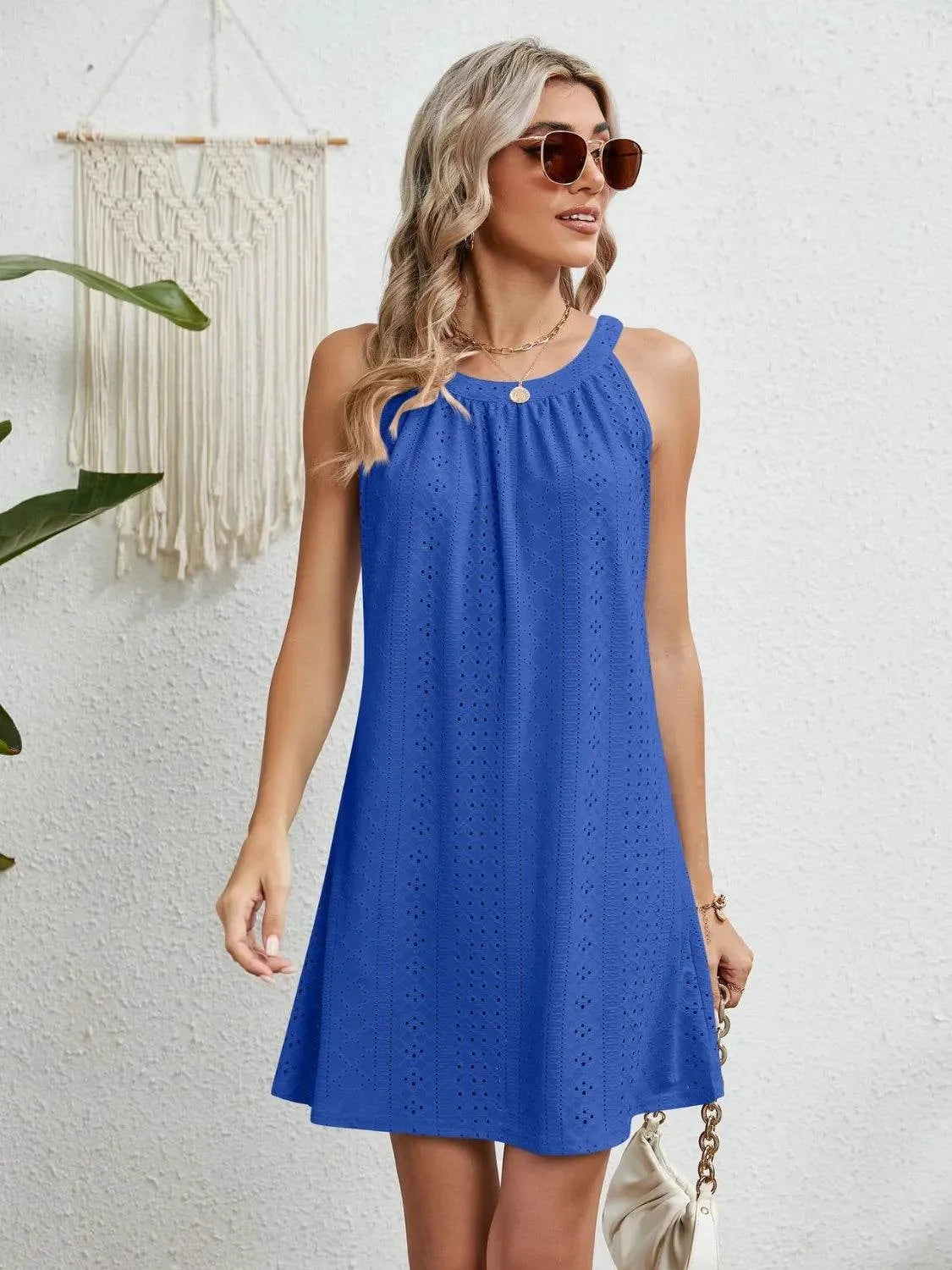 Round Neck Sleeveless Mini Dress - Bona Fide Fashion