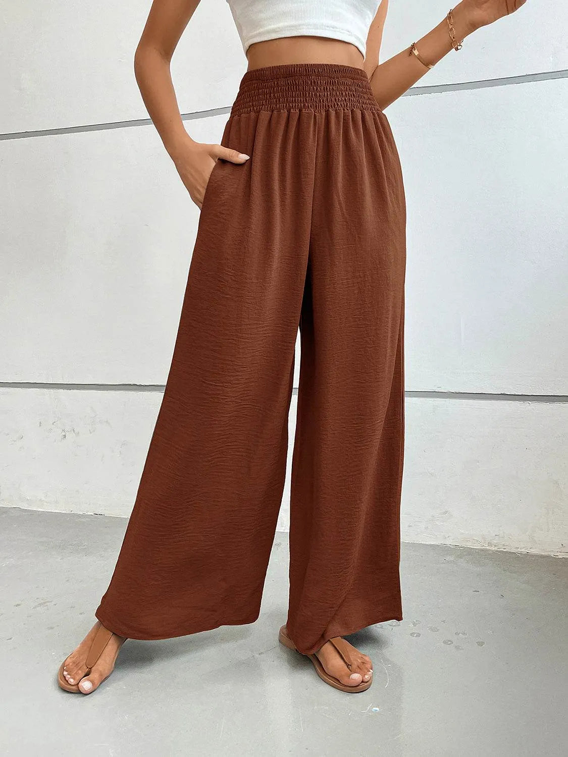 Perfee Wide Leg Pants with Pockets - Bona Fide Fashion