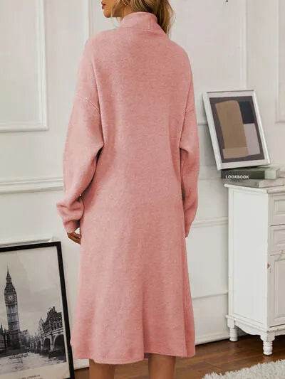 V-Neck Cami Dress and Open Front Cardigan Sweater Set - Bona Fide Fashion