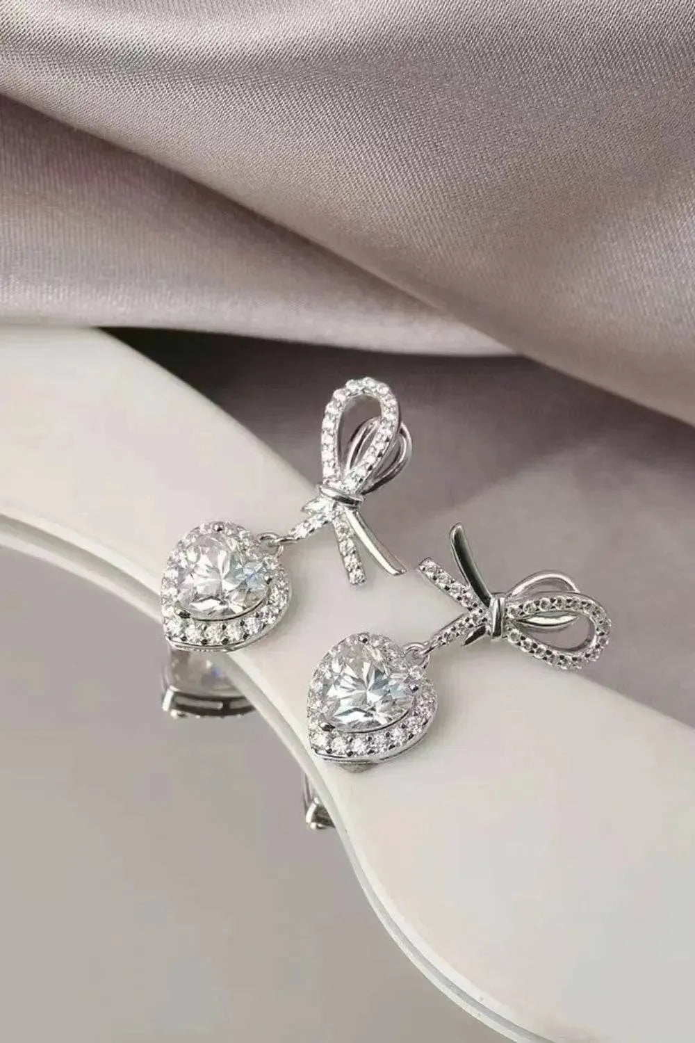 2 Carat Moissanite 925 Sterling Silver Heart Earrings - Bona Fide Fashion