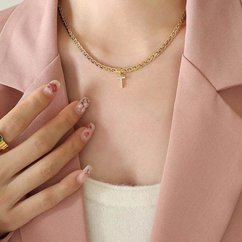 Brass Inlaid Zircon Letter Pendant Necklace – Personalized Shine | Bona Fide Fashion - Bona Fide Fashion