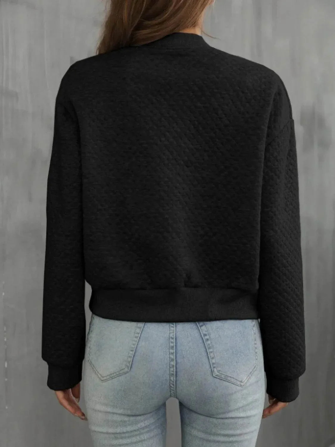 Zip Up Long Sleeve Jacket - Bona Fide Fashion