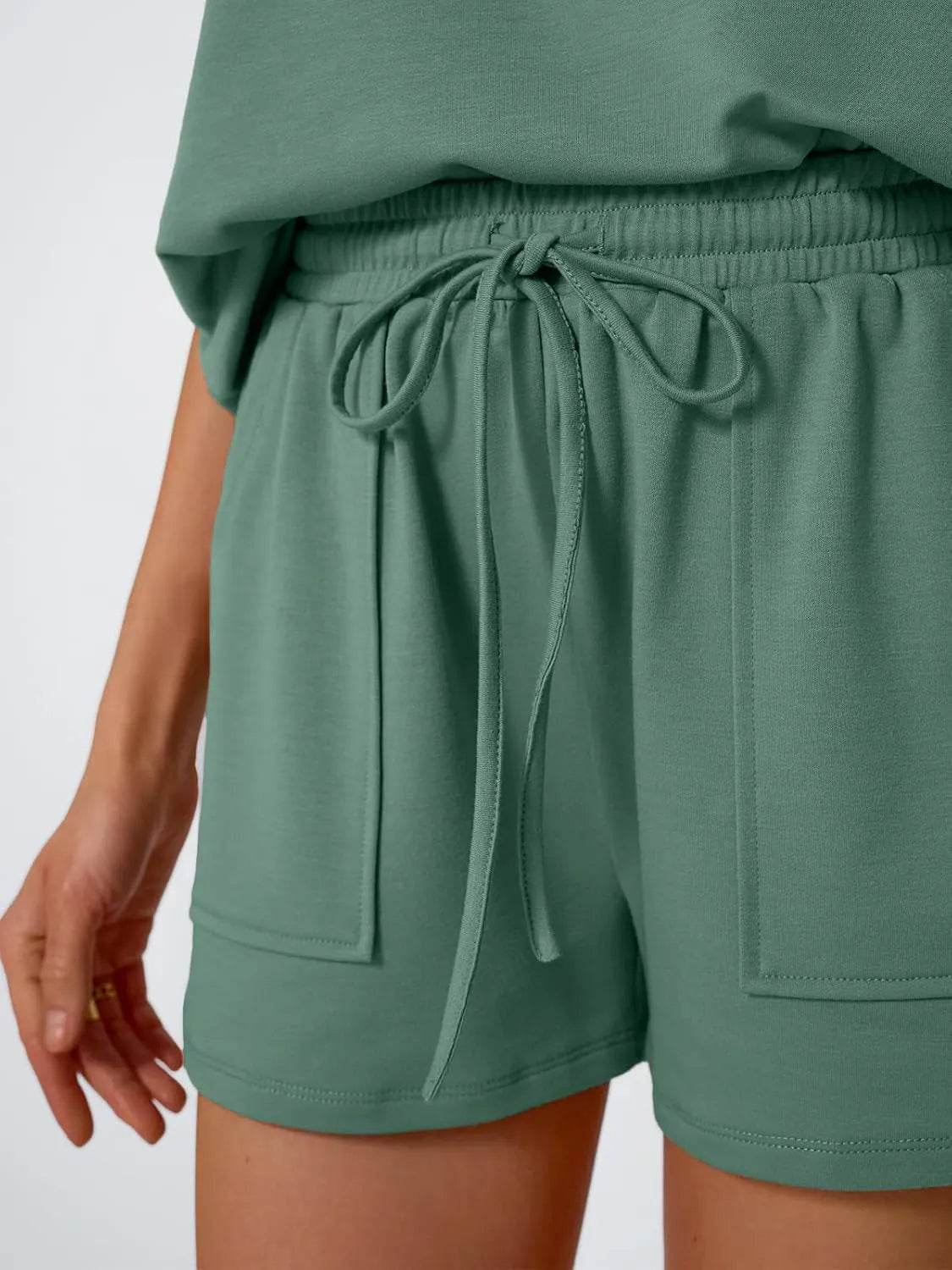 Round Neck Cap Sleeve Top and Shorts Set - Bona Fide Fashion