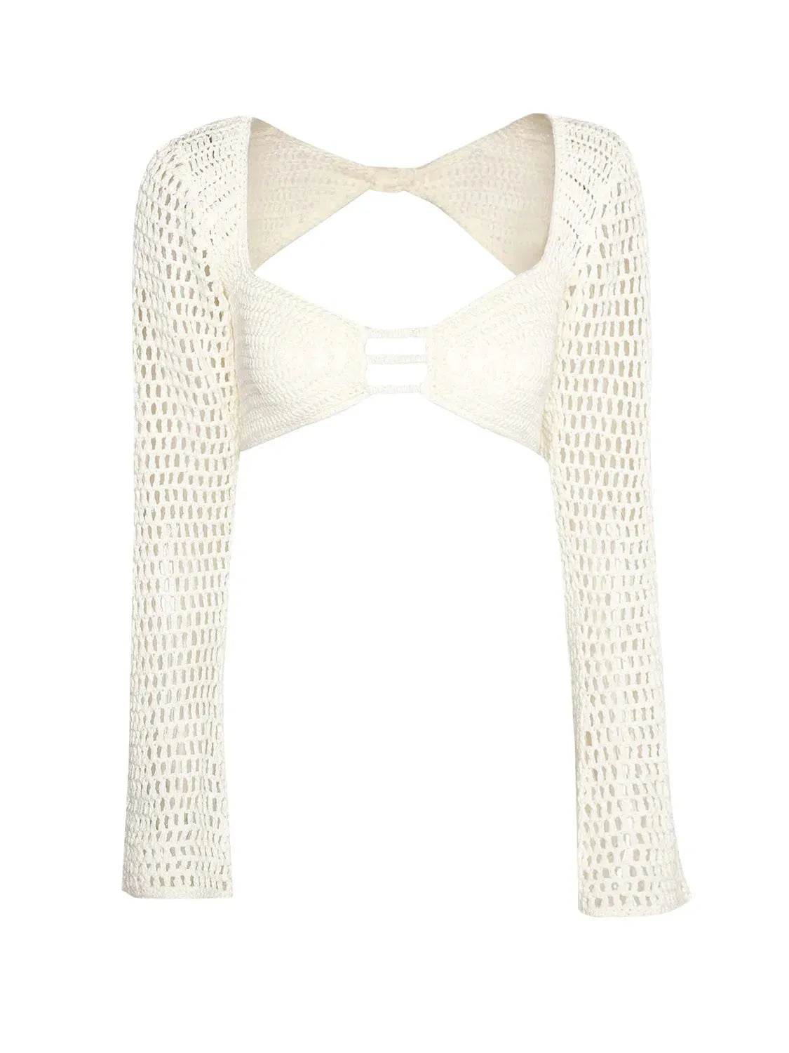 Tied Long Sleeve Top and Skirt Cover Up Set - Bona Fide Fashion
