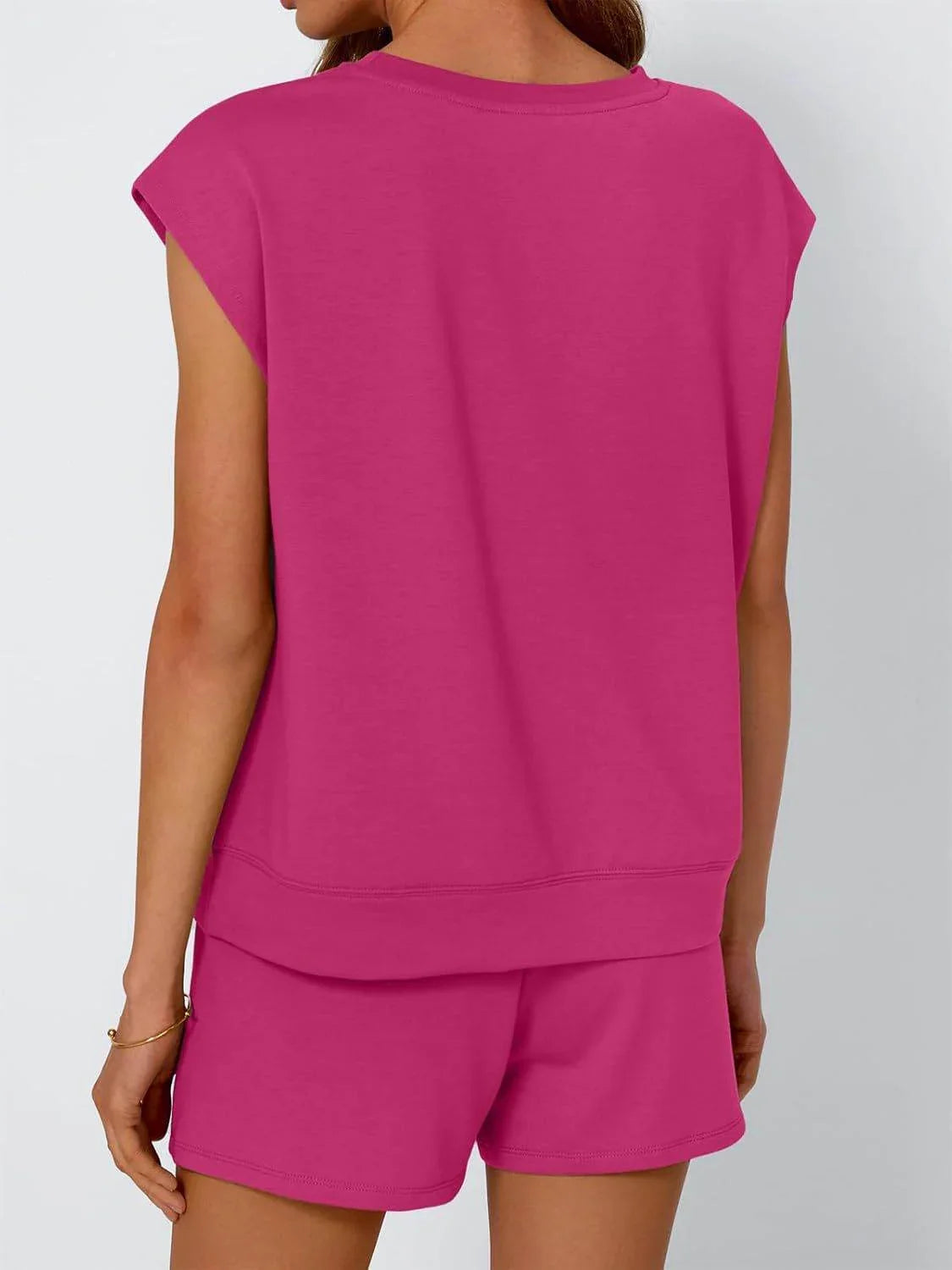 Round Neck Cap Sleeve Top and Shorts Set - Bona Fide Fashion