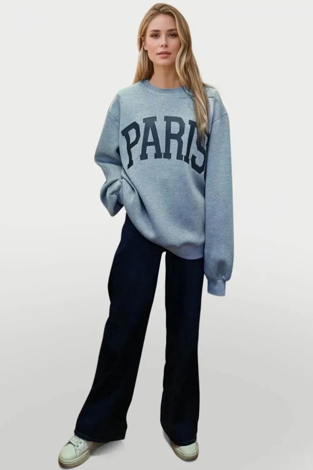 Basic Bae PARIS Round Neck Long Sleeve Air Scuba Sweatshirt - Bona Fide Fashion