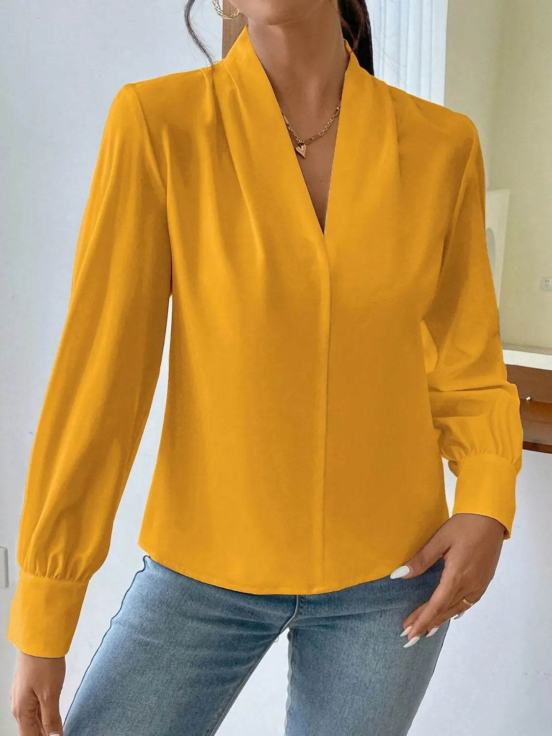 V Neck Long Sleeve Top - Bona Fide Fashion