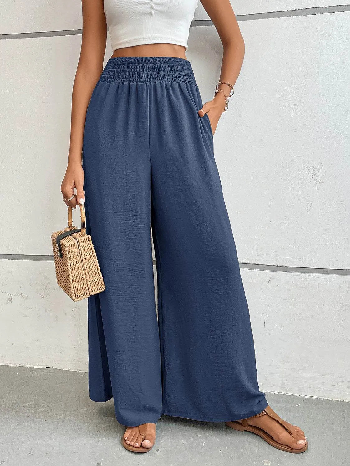 Perfee Wide Leg Pants with Pockets - Bona Fide Fashion