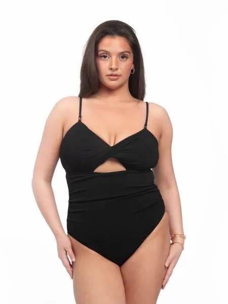 Women's Twist Front Cut Out Ruched Swimsuit H8SMEUBAH6 - Bona Fide Fashion