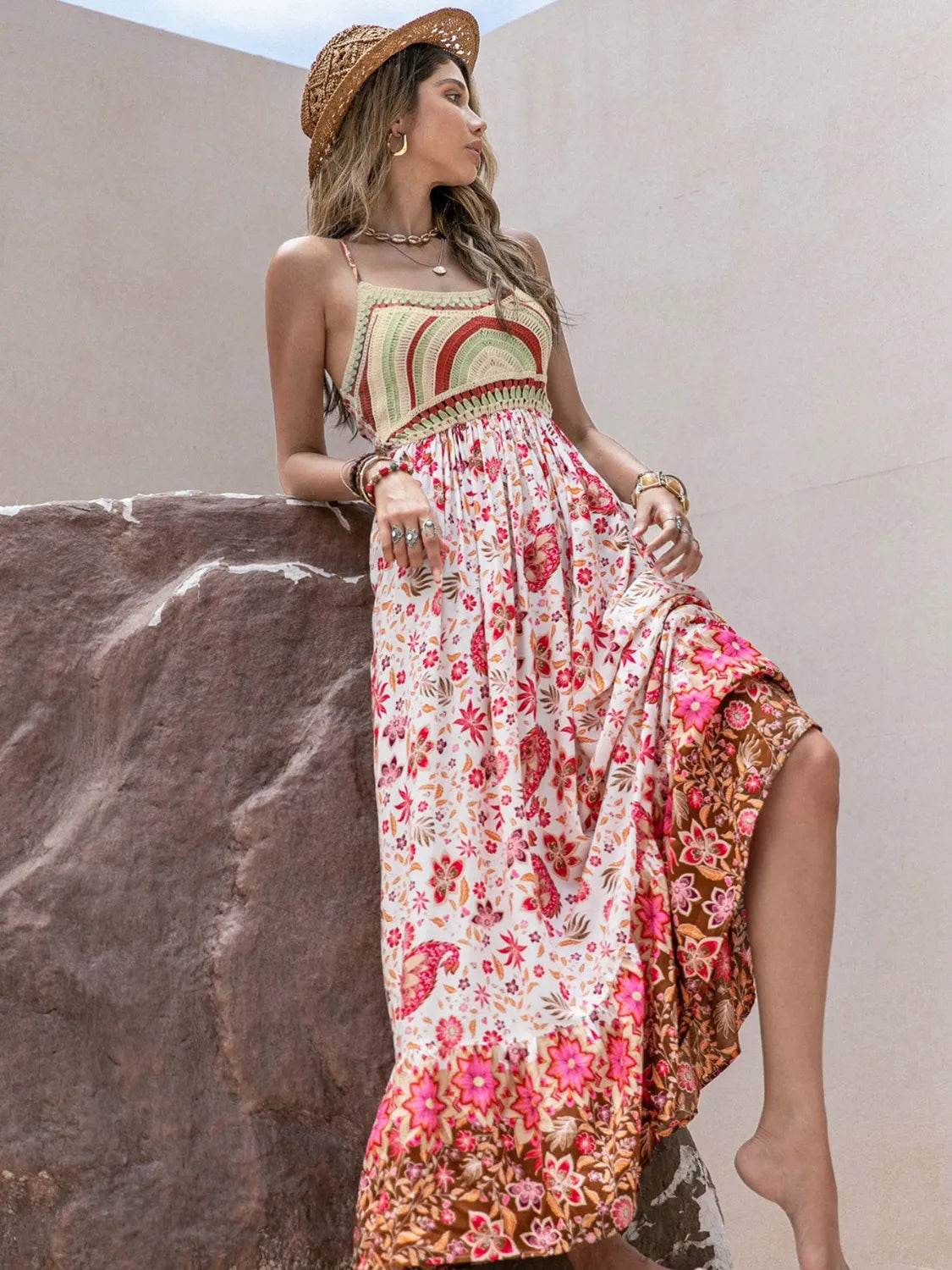 Printed Scoop Neck Cami Dress - Bona Fide Fashion