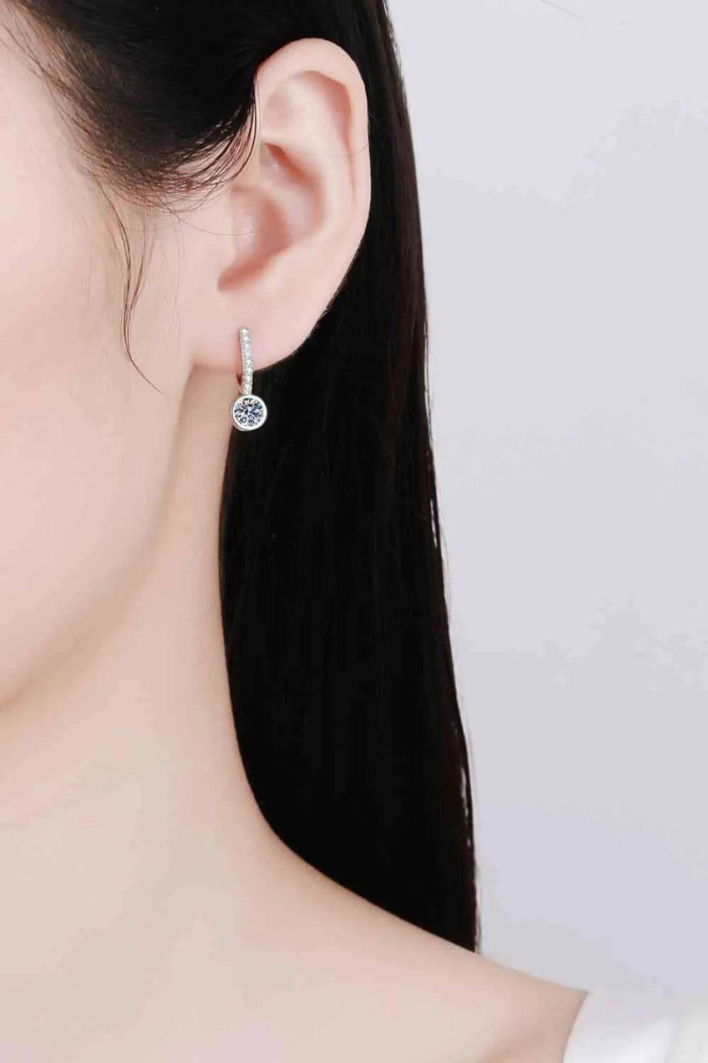 1 Carat Moissanite Rhodium-Plated Drop Earrings - Bona Fide Fashion