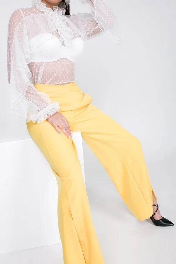 Side Slit Detail Wide Leg Pants - Bona Fide Fashion