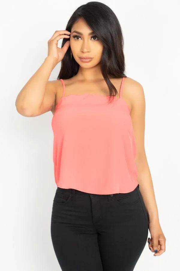 Scallop Opening Cami Top - Bona Fide Fashion
